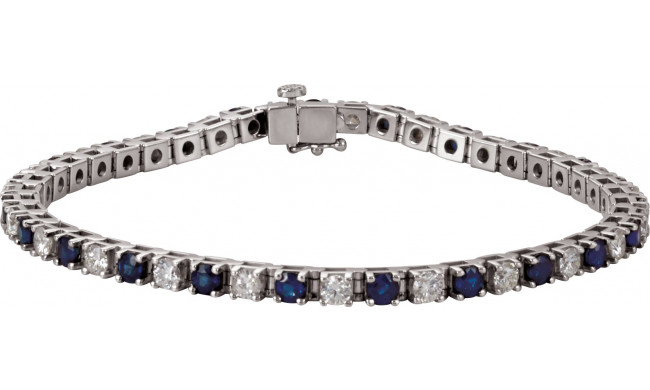 14K White Blue Sapphire & 2 3/8 CTW Diamond Line 7 Bracelet - 62074100P