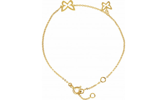 14K Yellow Butterfly Design 7 Bracelet - 650121101P