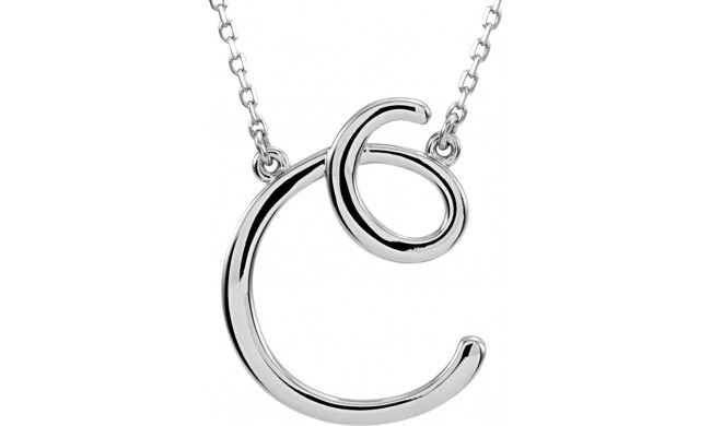 14K White Script Initial C 16 Necklace - 84635106P