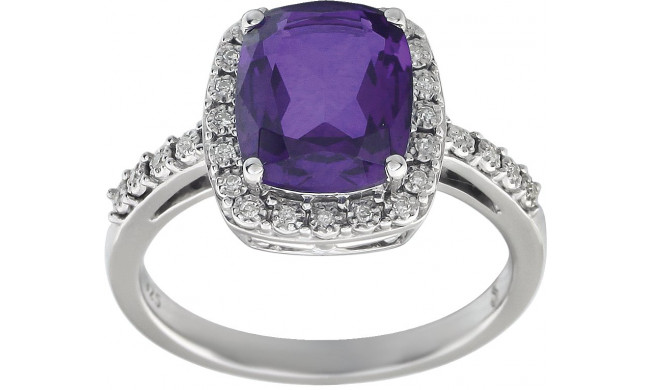 14K White Amethyst & .07 CTW Diamond Ring - 65142670000P