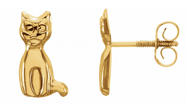 14K Yellow Cat Earrings - 1912312433800P