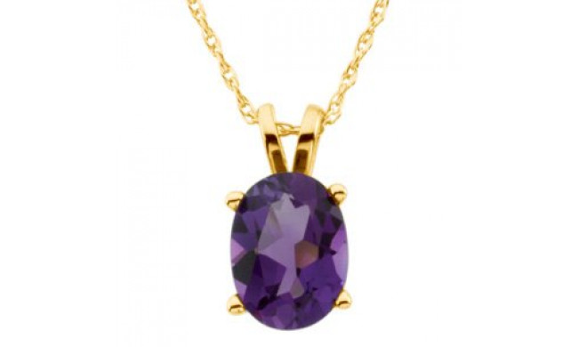 14K Yellow 8x6 mm Oval Amethyst Solitaire 18 Necklace - 6902461733P
