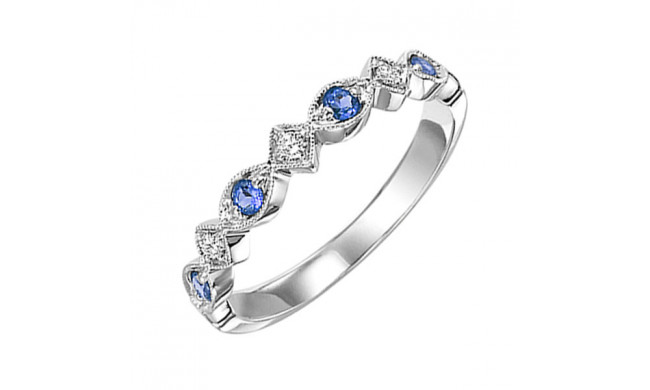 Gems One 14Kt White Gold Diamond (1/20Ctw) & Sapphire (1/6 Ctw) Ring - FR1074-4WD