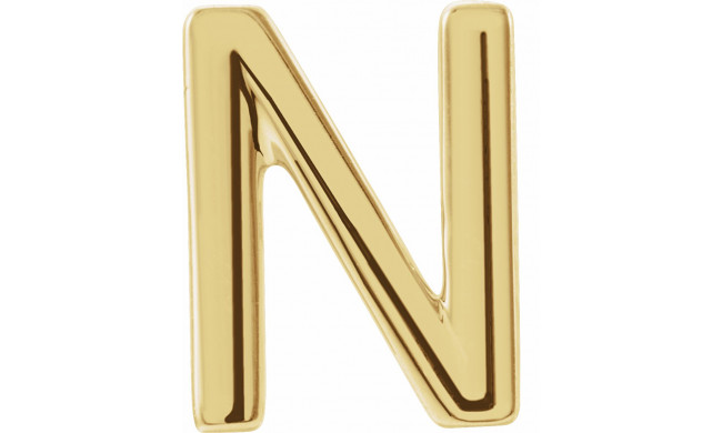 14K Yellow Single Initial N Earring - 86800180P