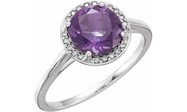 14K White Amethyst & .05 CTW Diamond Ring - 7163270002P