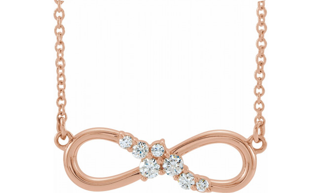 14K Rose 1/8 CTW Diamond Infinity-Inspired Bar 18 Necklace - 86875617P