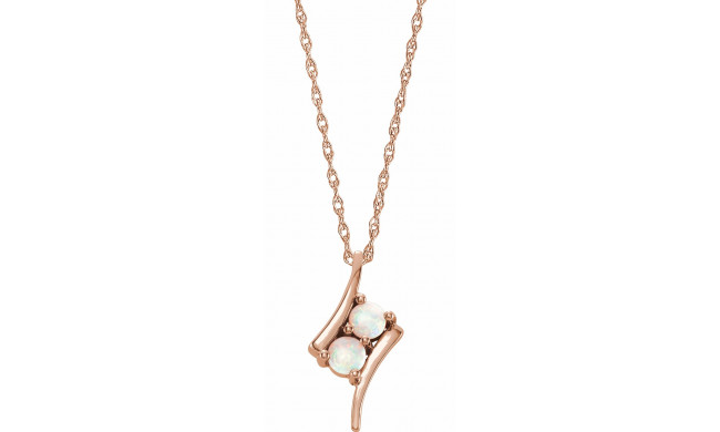 14K Rose Opal Two-Stone 16-18 Necklace - 8658360002P