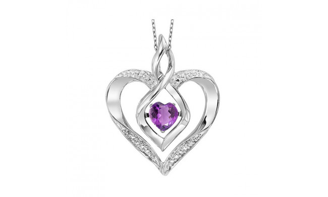 Gems One Silver Diamond (1/50 Ctw) & Created-Amethyst (1/4 Ctw) Pendant - ROL1165M