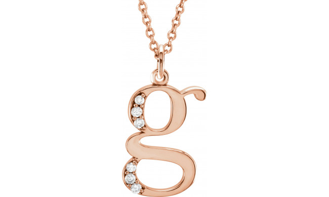 14K Rose .03 CTW Diamond Lowercase Initial g 16 Necklace - 8580360020P