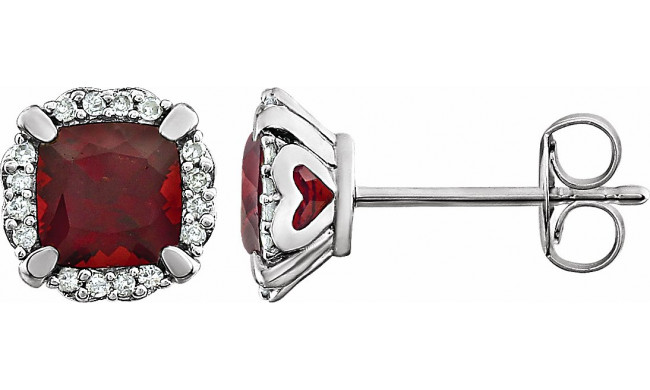 14K White Mozambique Garnet & 1/10 CTW Diamond Earrings - 65195460001P