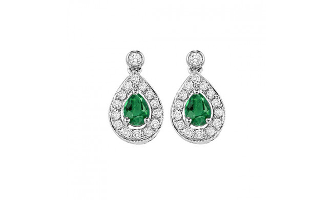 Gems One 14Kt White Gold Diamond (1/6Ctw) & Emerald (1/4 Ctw) Earring - FE4015-4WCE