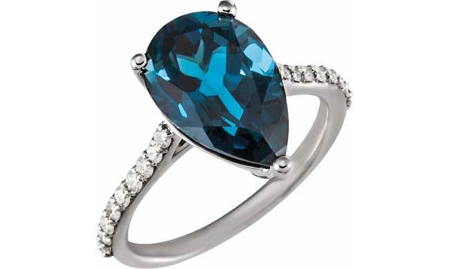 14K White London Blue Topaz & 1/4 CTW Diamond Ring - 71720602P