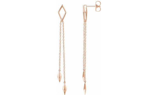 14K Rose Geometric Chain Earrings - 65233460002P