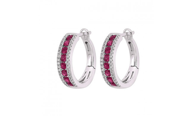 Gems One 14Kt White Gold Diamond (1/6Ctw) & Ruby (7/8 Ctw) Earring - ER10319-4WBR