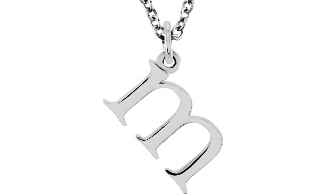 14K White Lowercase Initial m 16 Necklace - 8578070037P