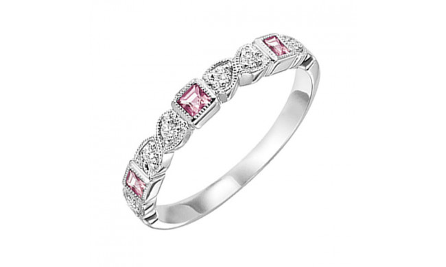 Gems One 10Kt White Gold Diamond (1/10Ctw) & Pink Tourmaline (1/6 Ctw) Ring - FR1205-1WD
