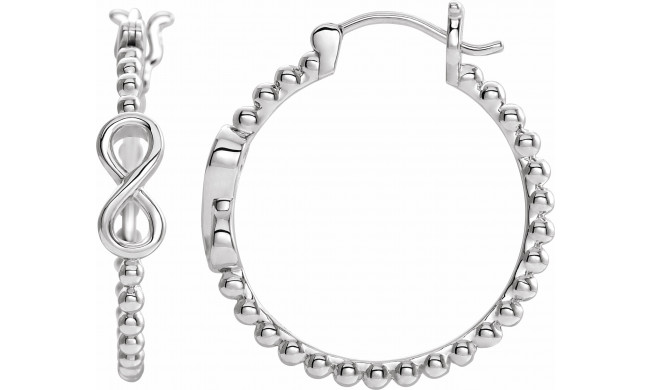 14K White 22.3 mm Infinity-Inspired Beaded Hoop Earrings - 653405601P