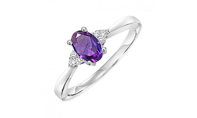 Gems One 10Kt White Gold Diamond (1/20Ctw) & Amethyst (1/2 Ctw) Ring - FR4020-1WDM