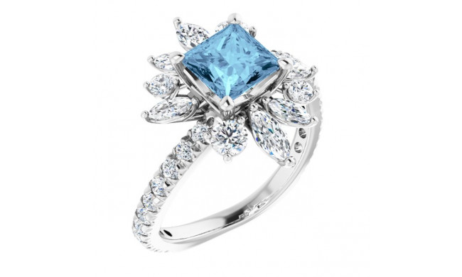 14K White Aquamarine & 1 1/6 CTW Diamond Ring - 72062600P