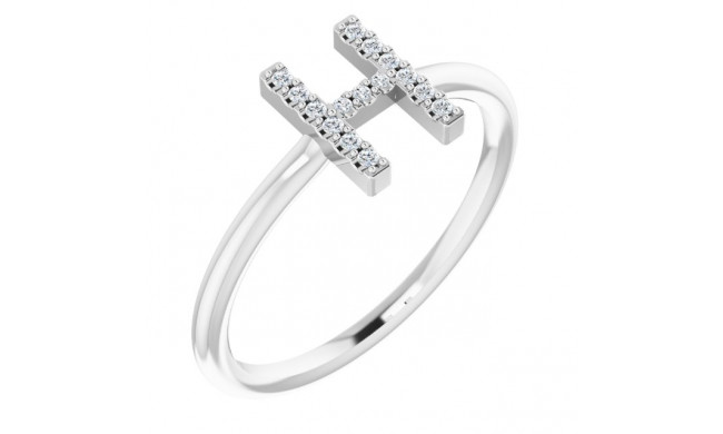 14K White .07 CTW Diamond Initial H Ring - 1238346035P