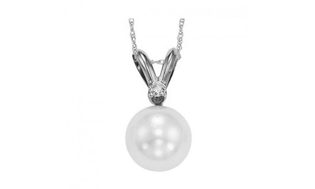 Gems One 14Kt White Gold Diamond (1/50Ctw) & Pearl (1/2 Ctw) Pendant - PPD6.5AAA-4W