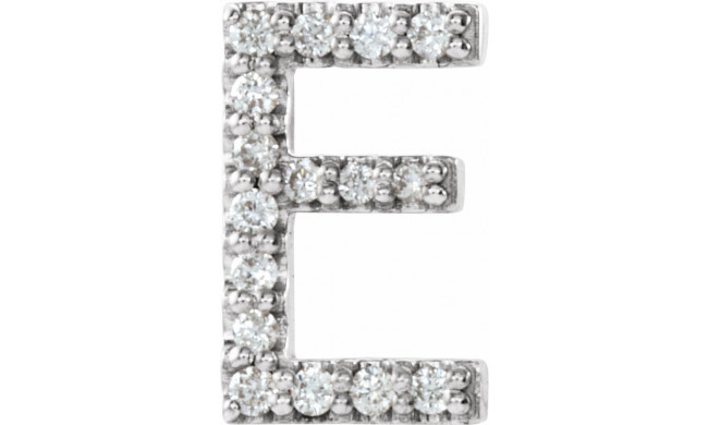 14K White .06 CTW Diamond Single Initial E Earring - 867976020P