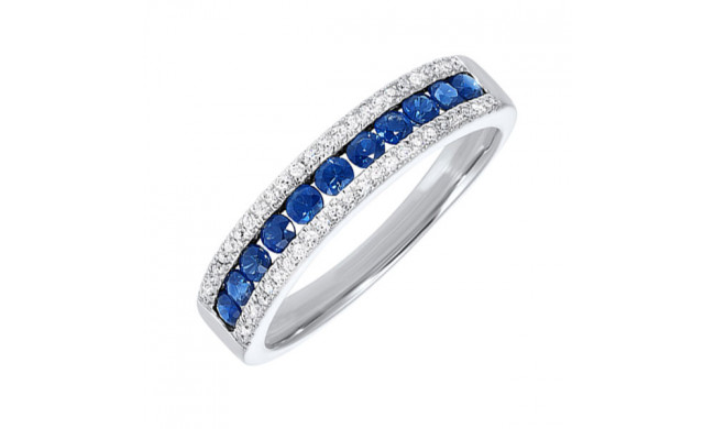 Gems One 14Kt White Gold Diamond (1/8Ctw) & Sapphire (1/2 Ctw) Ring - RG10636-4WBS