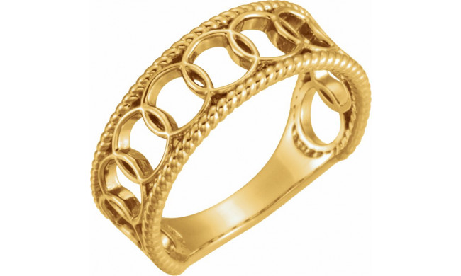 14K Yellow Geometric Rope Ring - 51705102P