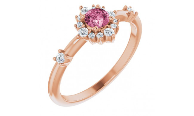 14K Rose Pink Tourmaline & 1/6 CTW Diamond Ring - 720886052P