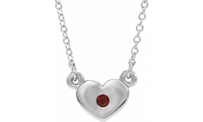 14K White Mozambique Garnet Heart 16 Necklace - 8633560000P