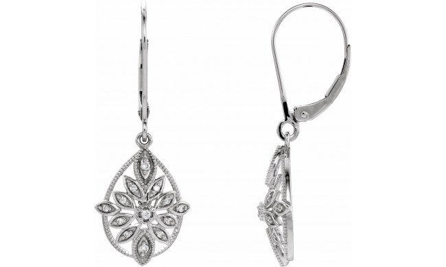 14K White 1/6 CTW Diamond Granulated Filigree Earrings - 65260860000P