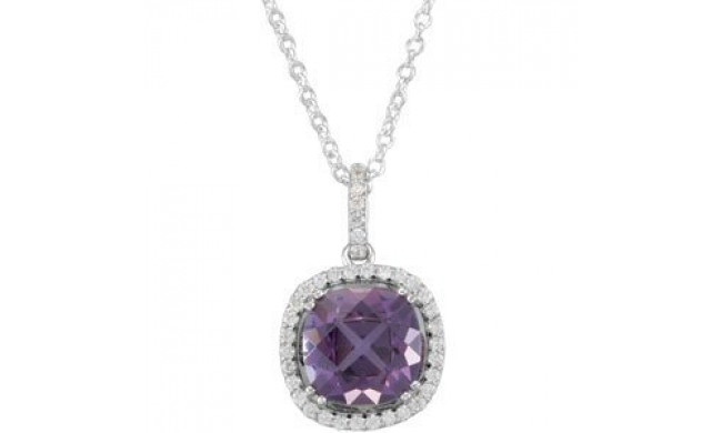 14K White Amethyst & 1/3 CTW Diamond 18 Necklace - 67981102P