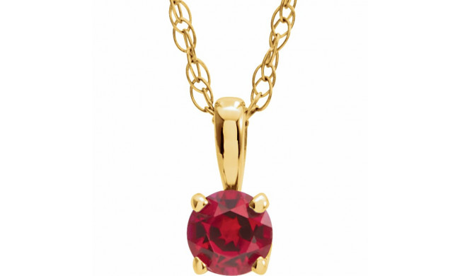 14K Yellow 3 mm Round Ruby Youth Birthstone 14 Necklace - 2839370068P