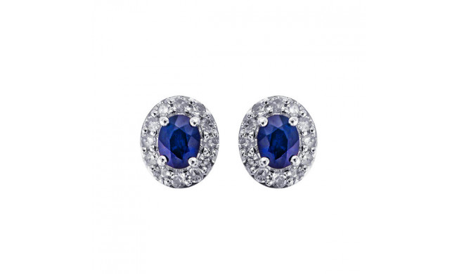 Gems One 10Kt White Gold Diamond (1/6Ctw) & Sapphire (3/8 Ctw) Earring - ER31974-1WDS