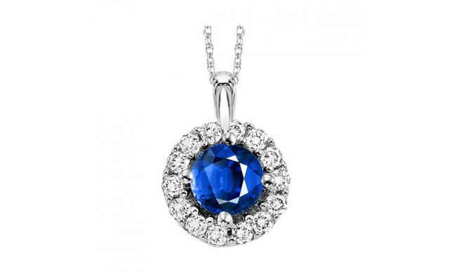 Gems One 14Kt White Gold Diamond (1/12Ctw) & Sapphire (1/4 Ctw) Pendant - NP711-4WCS