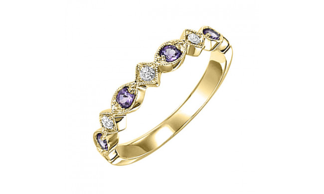 Gems One 14Kt Yellow Gold Diamond (1/20Ctw) & Amethyst (1/6 Ctw) Ring - FR1238-4YD