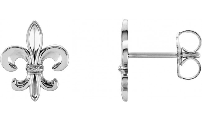 14K White Fleur-De-Lis Earrings - 861091005P