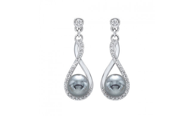 Gems One Silver Cubic Zirconia & Pearl (2 Ctw) Earring - ER10132-SSW