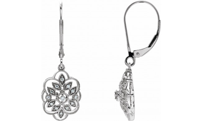 14K White 1/6 CTW Diamond Granulated Filigree Earrings - 65260260000P