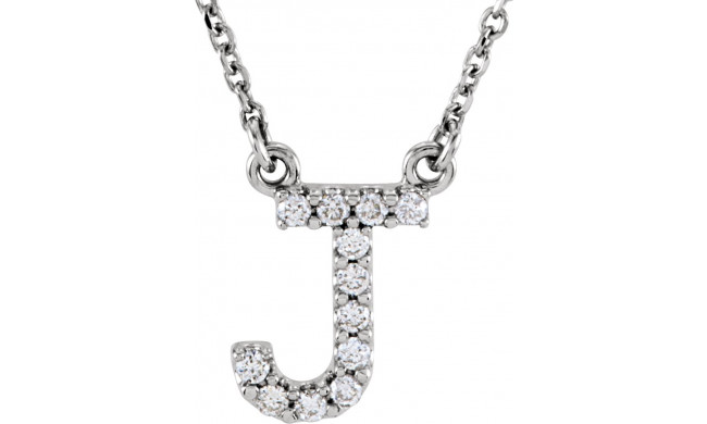 14K White Initial J 1/8 CTW Diamond 16 Necklace - 67311109P