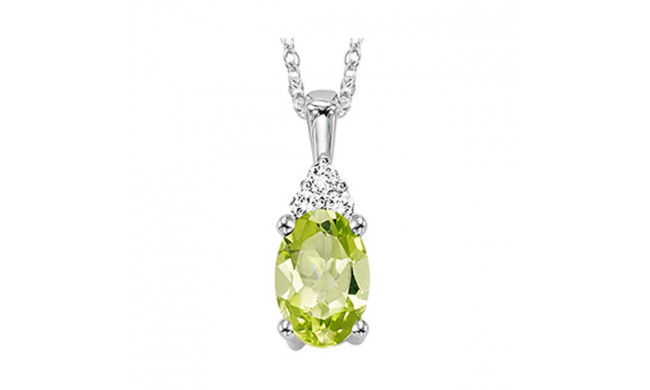 Gems One 10Kt White Gold Diamond (1/50Ctw) & Peridot (1/2 Ctw) Pendant - FP4026-1WDD