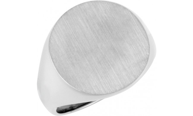 14K White 18 mm Round Signet Ring - 945537394P