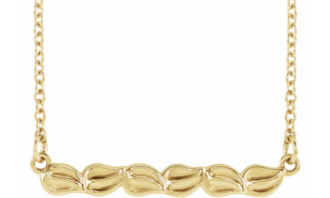 14K Yellow Leaf Bar 16-18 Necklace - 86727601P