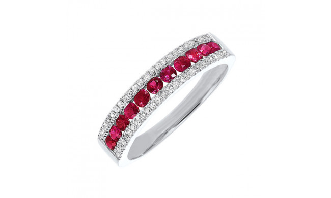 Gems One 14Kt White Gold Diamond (1/8Ctw) & Ruby (1/2 Ctw) Ring - RG10636-4WBR