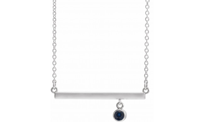 14K White Blue Sapphire Bezel-Set 18 Bar Necklace - 869056145P