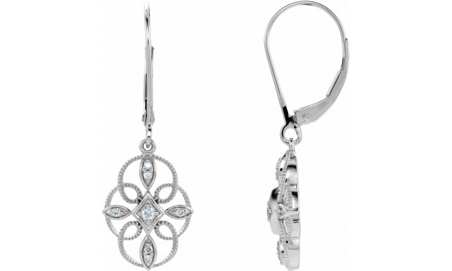 14K White 1/10 CTW Diamond Granulated Filigree Earrings - 65238160000P