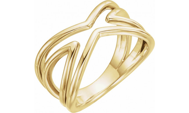 14K Yellow Criss-Cross Ring - 51707102P