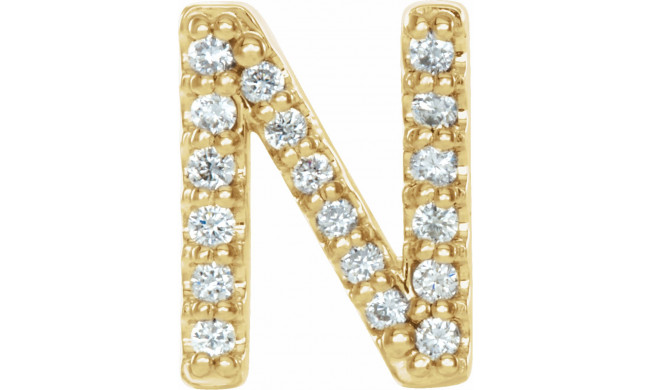 14K Yellow .06 CTW Diamond Single Initial N Earring - 867976067P