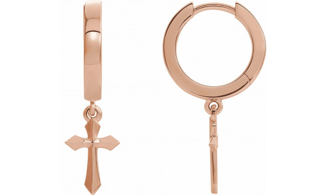 14K Rose Cross Drop Earrings - R17029602P