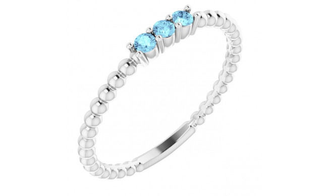 14K White Aquamarine Beaded Ring - 123113615P